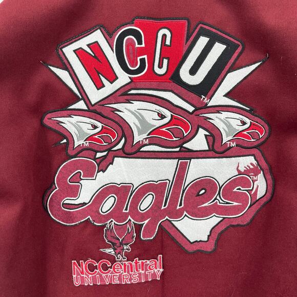 NEW NC Central Eagles Varsity Style Jacket Coat Maroon Patches Pockets Men 3XL - Picture 11 of 11